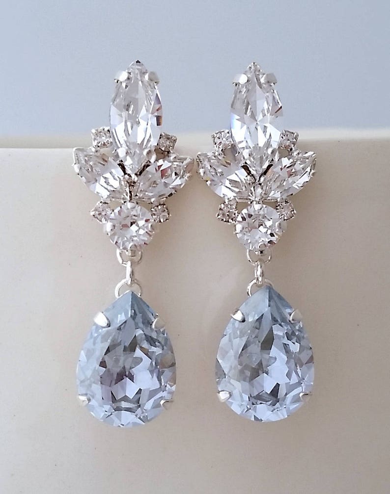 Dusty blue Bridal earrings,Dusty blue earrings,Light Blue earrings,Chandelier Bridal earrings,Bright blue chandelier earrings,bridesmaids image 4