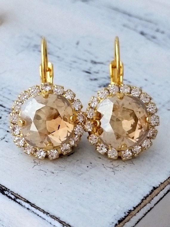Champagne crystal earrings discount