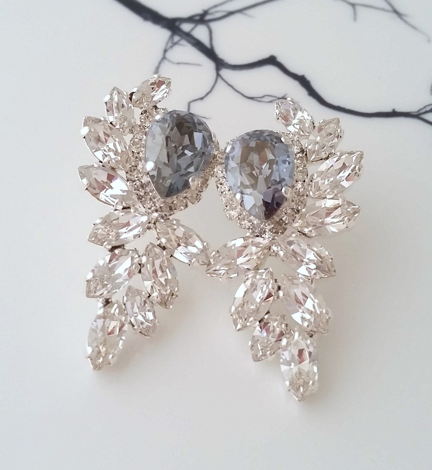 Dusty Blue Bridal Earringsdusty Blue Weddingblue - Etsy Australia