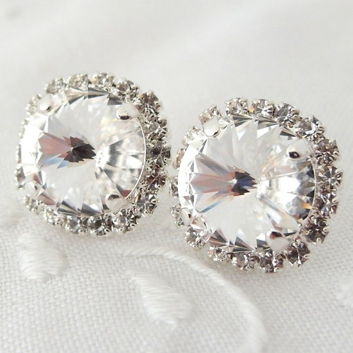 Crystal Stud Earrings Bridal Earrings Bridesmaids Jewelry Etsy