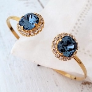 Navy blue bracelet,Navy blue cuff bracelet,Navy blue bridal bracelet,Bridesmaid gift,Crystal bracelet,Blue crystal bracelet,Blue wedding