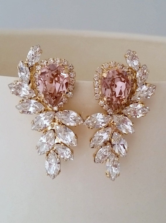 Blush pink statement earrings deals
