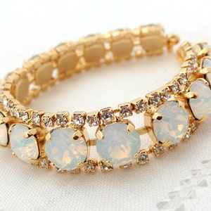 White opal bracelet, Bridal bracelet, Tennis bracelet, Bridesmaids gifts, Crystal crystals bracelet, Bridesmaids bracelet, gold or silver