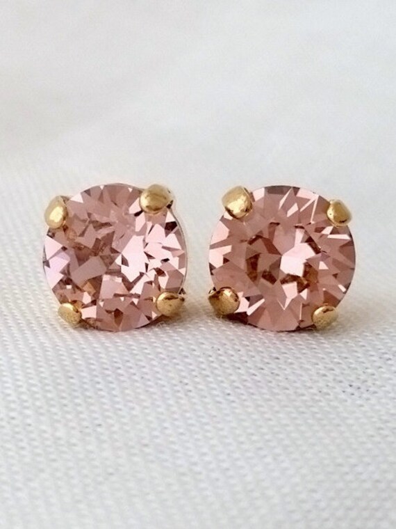 Blush Earrings,morganite Stud Earrings,rose Gold Blush Earrings