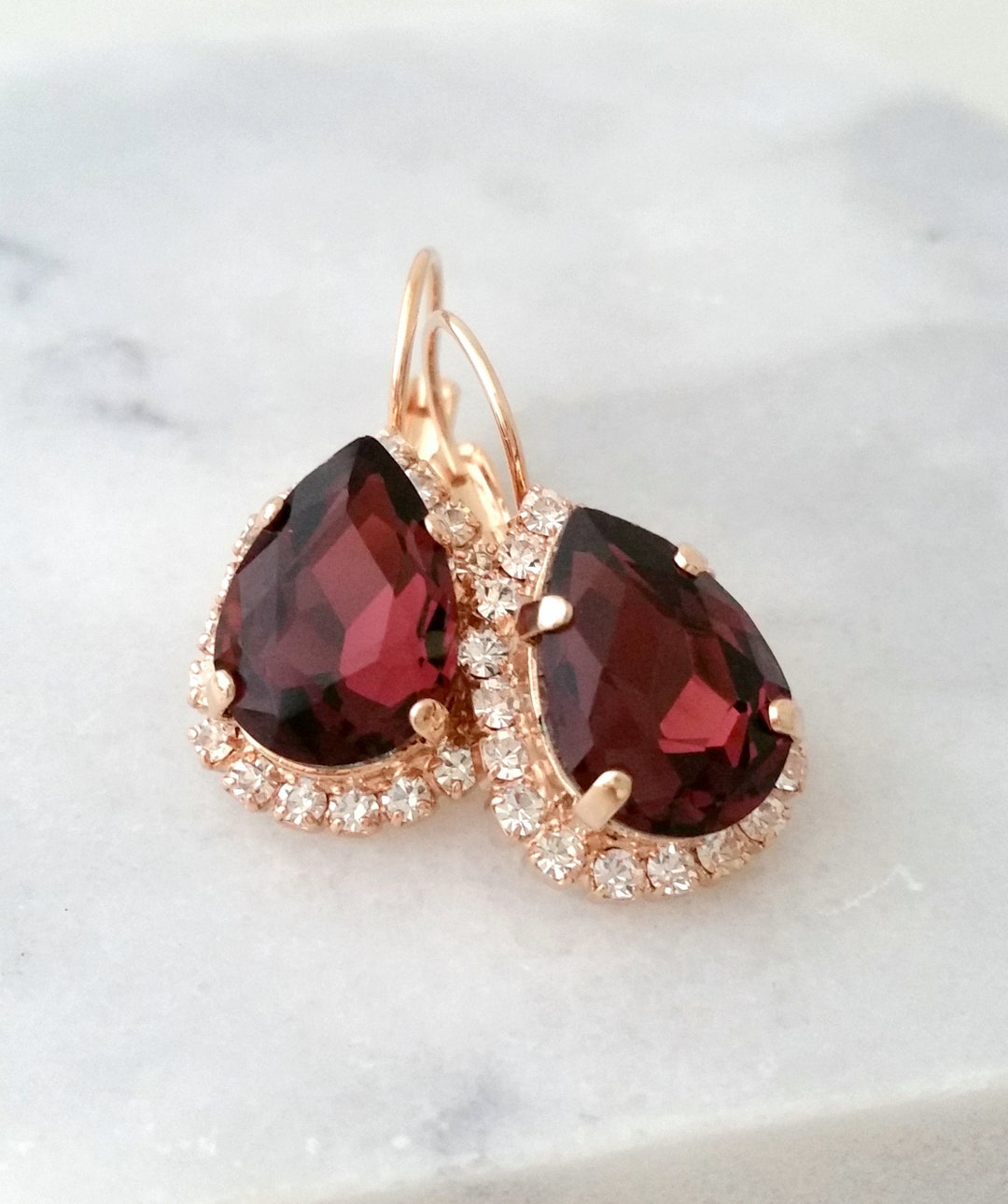 Burgundy Earrings,bridal Earrings,burgundy Drop Earrings,bridesmaids ...