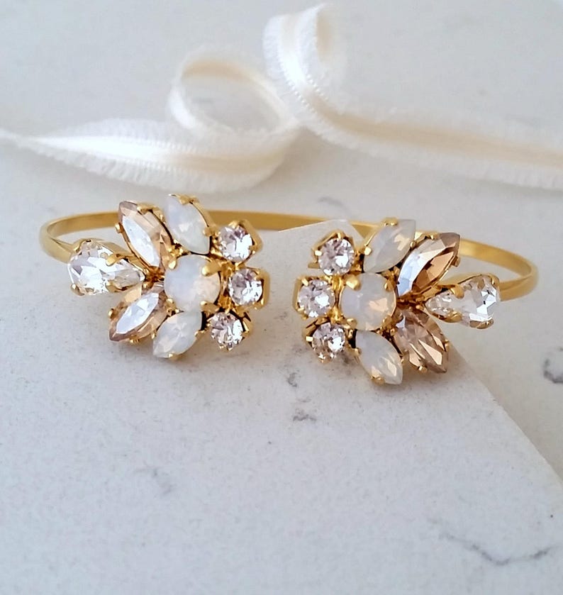Edie Rose Gold Cuff Bracelet in White Opal main image 0