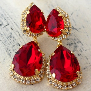 Red earrings,Ruby earrings,Red Chandelier earrings,Red Ruby earrings,Bridal Ruby earrings,Red dangle earrings,Crystal Chandelier earrings.