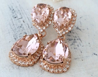Bridal earrings,Bridal earrings drop,Blush earrings,Morganite earring Rose gold,Chandelier earrings,blush bridal earring,bridesmaids earring