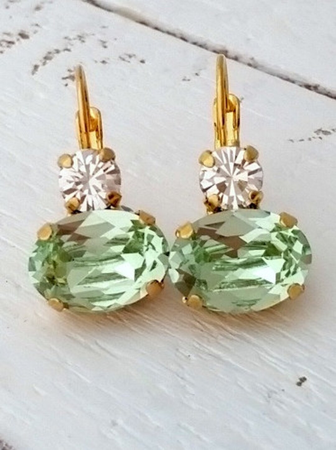 Mint Earrings, Mint Drop Earrings, Crystal Earrings, Drop Earrings ...