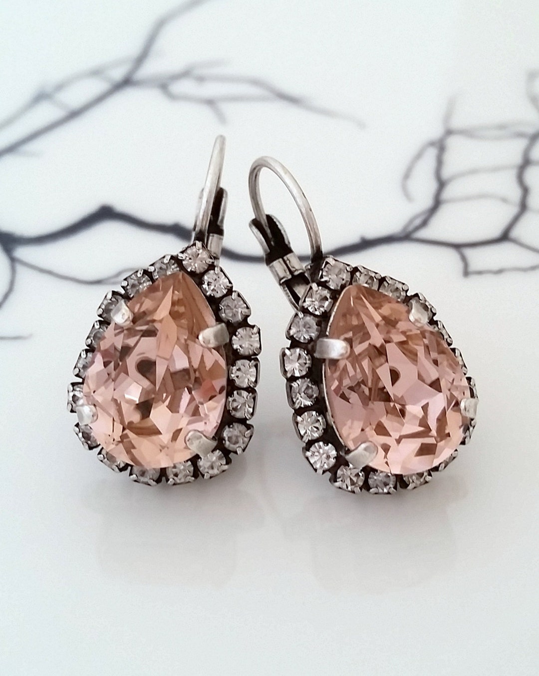 Blush Bridal Earrings,blush Drop Earrings,blush Pink Bridesmaid