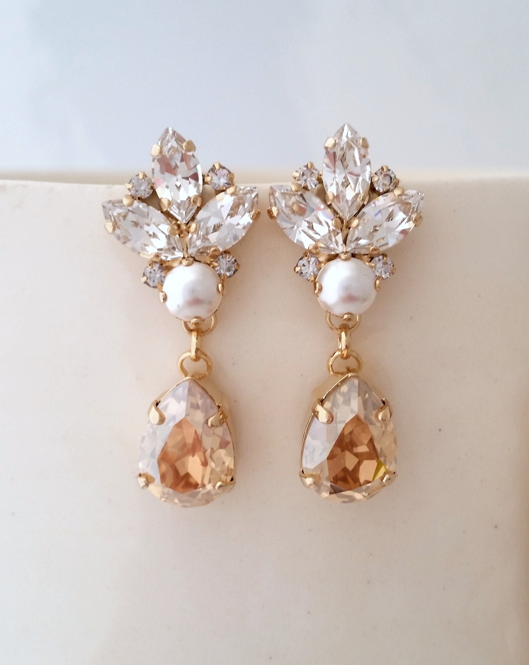 Champagne chandelier earrings deals