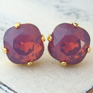 Purple opal crystal stud earrings, Lavender Raspberry Opal earrings Crystal stud earrings, BridesmaidS gift, gold or silver, stud or drop