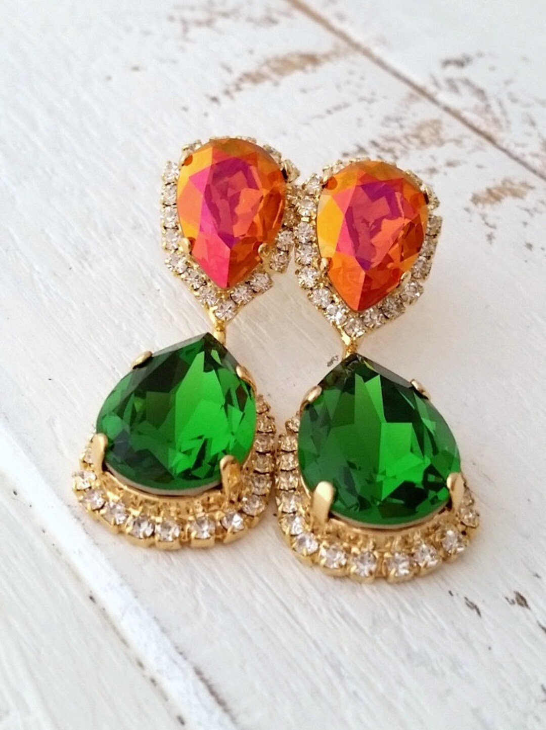 ピアス ADERERROR Rapil earring Green lizzie-two-color-dangle-