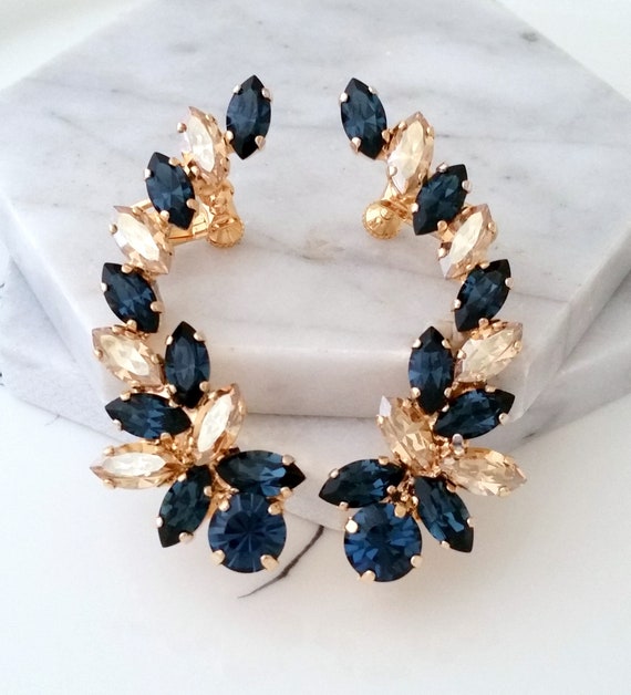 CRYSTAL EAR CUFF NAVY BLUE CRYSTAL EAR CUFF NAVY BLUE