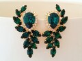 Emerald earrings,bridal earrings, Emerald bridal earrings,Vintage earrings,Large earring,cluster earrings,Crystal earring,crystal earrring