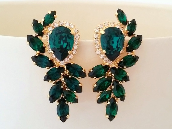 Emerald Earrings,bridal Earrings, Emerald Bridal Earrings,vintage