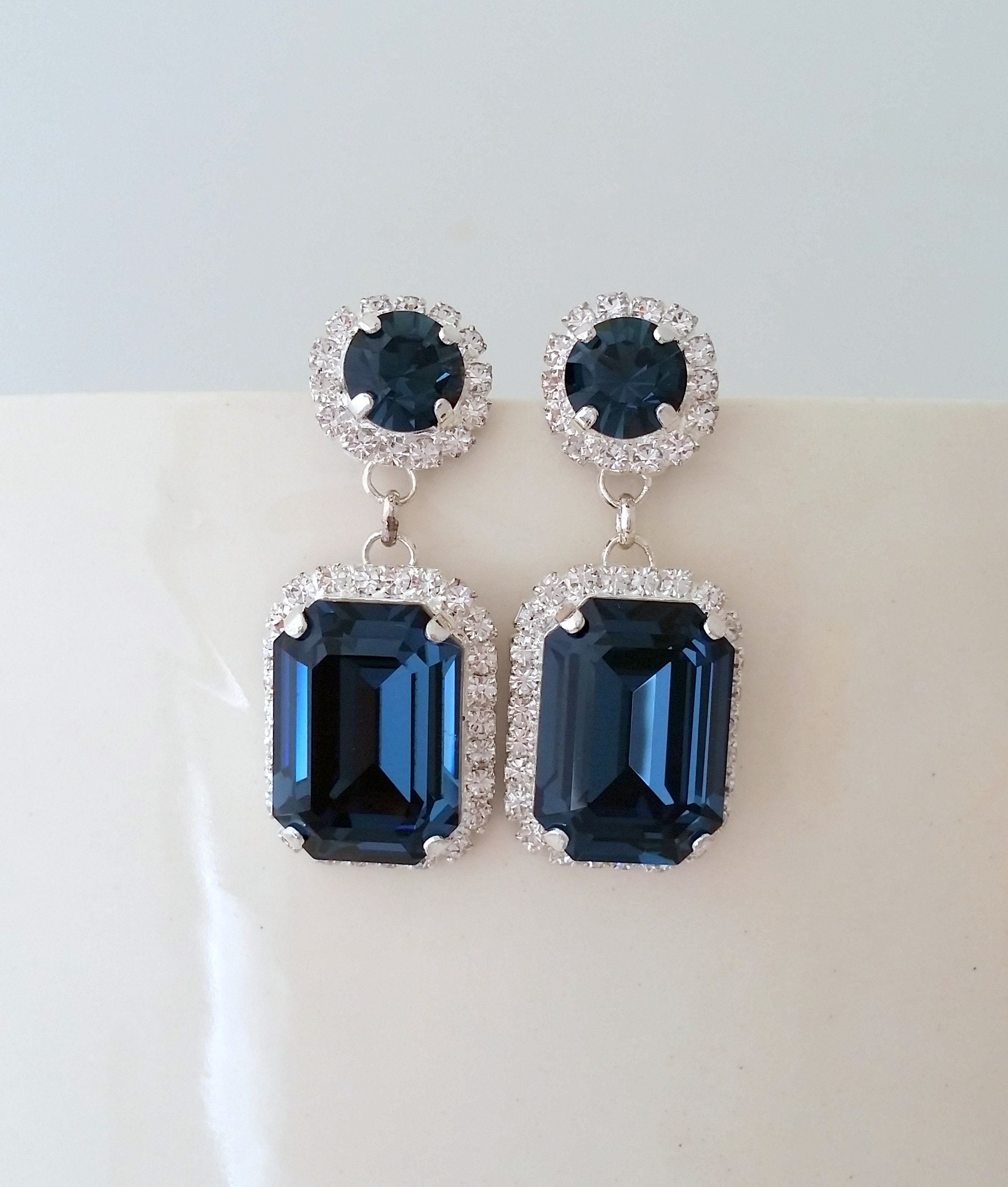 Navy blue Chandelier earringsBlue earringsDrop earrings Etsy