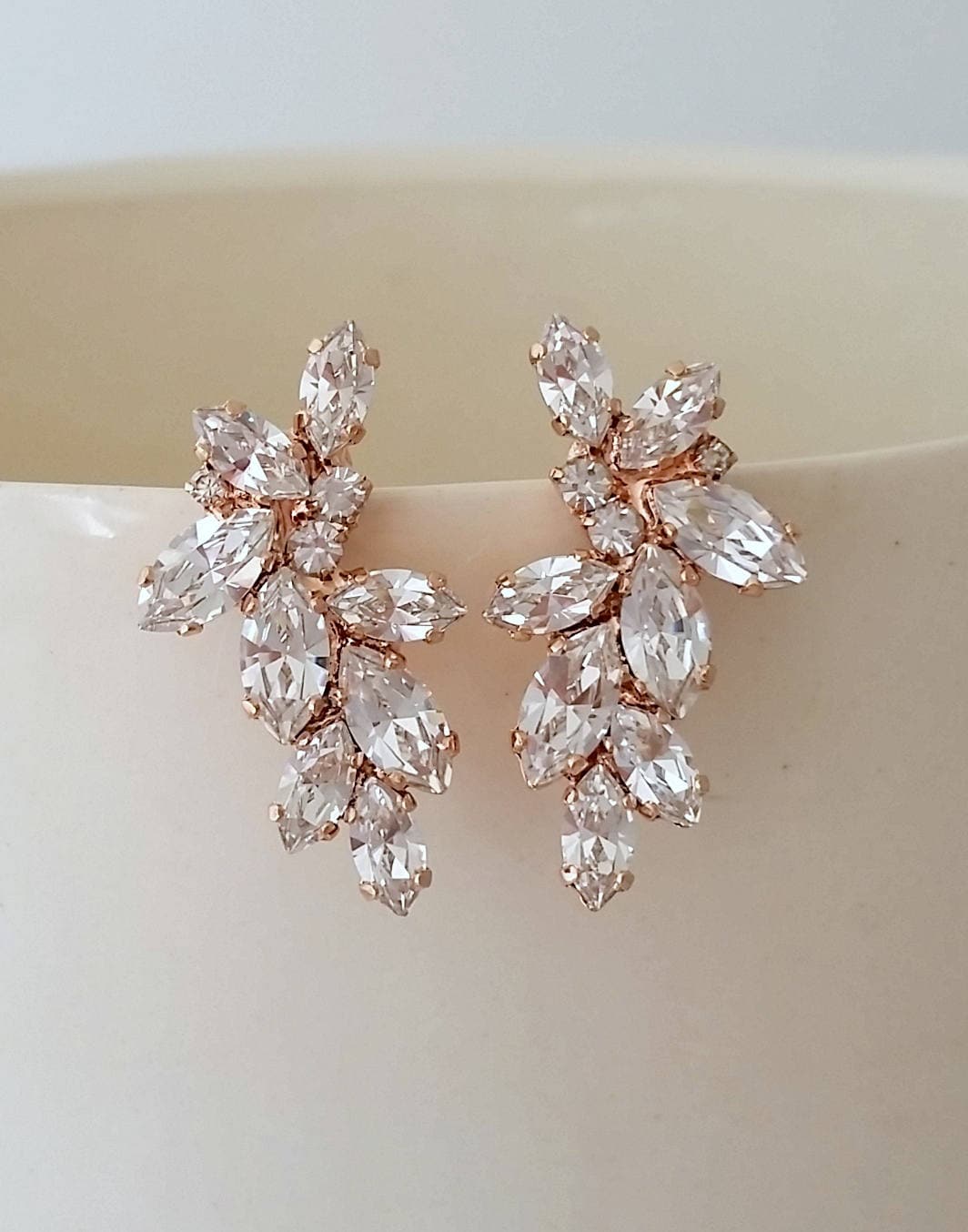 Bridal Earrings Stud, Cluster Earrings, Crystal Earrings, Bridal Cluster Studs, Earrings, Crystal Vintage Earrings