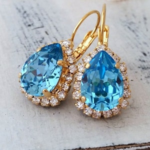 Aquamarine earrings,light blue earrings,Bridal earrings, Bridesmaids gift,Aqua blue earrings,Sky blue earrings, Crystal earrings,Wedding