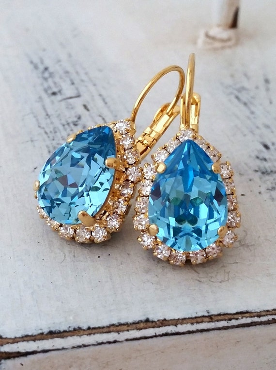 Buy Aqua Blue Elongated Crystal Pearl Earrings by ISHARYA at Ogaan Online  Shopping Site