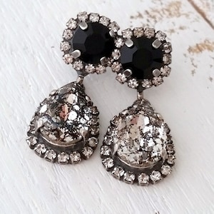 Black earrings,Black Chandelier earrings, Black dangle earrings,Bridal earrings,Bridesmaids gift,Crystal crystal earring