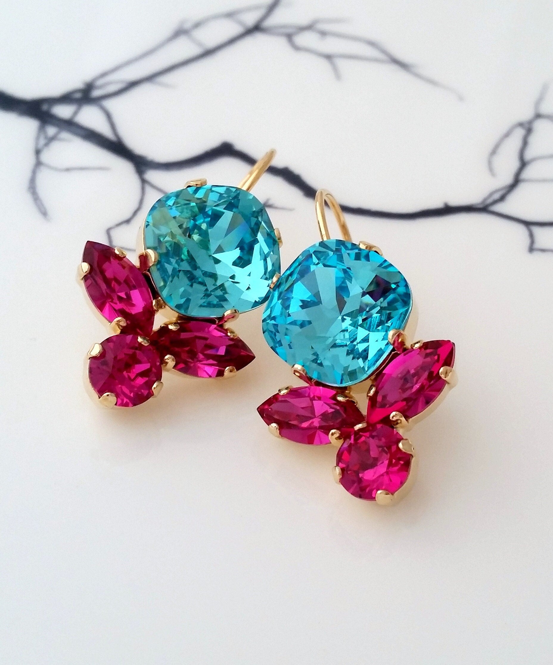 Teal Fuchsia Earring - Etsy