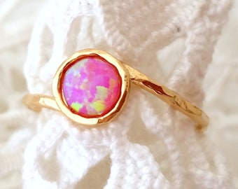 Opal ring, Pink Opal ring, Gemstone ring, Gold ring, stacking ring, Silver ring, pink stone ring, October birthstone ring, dainty ring
