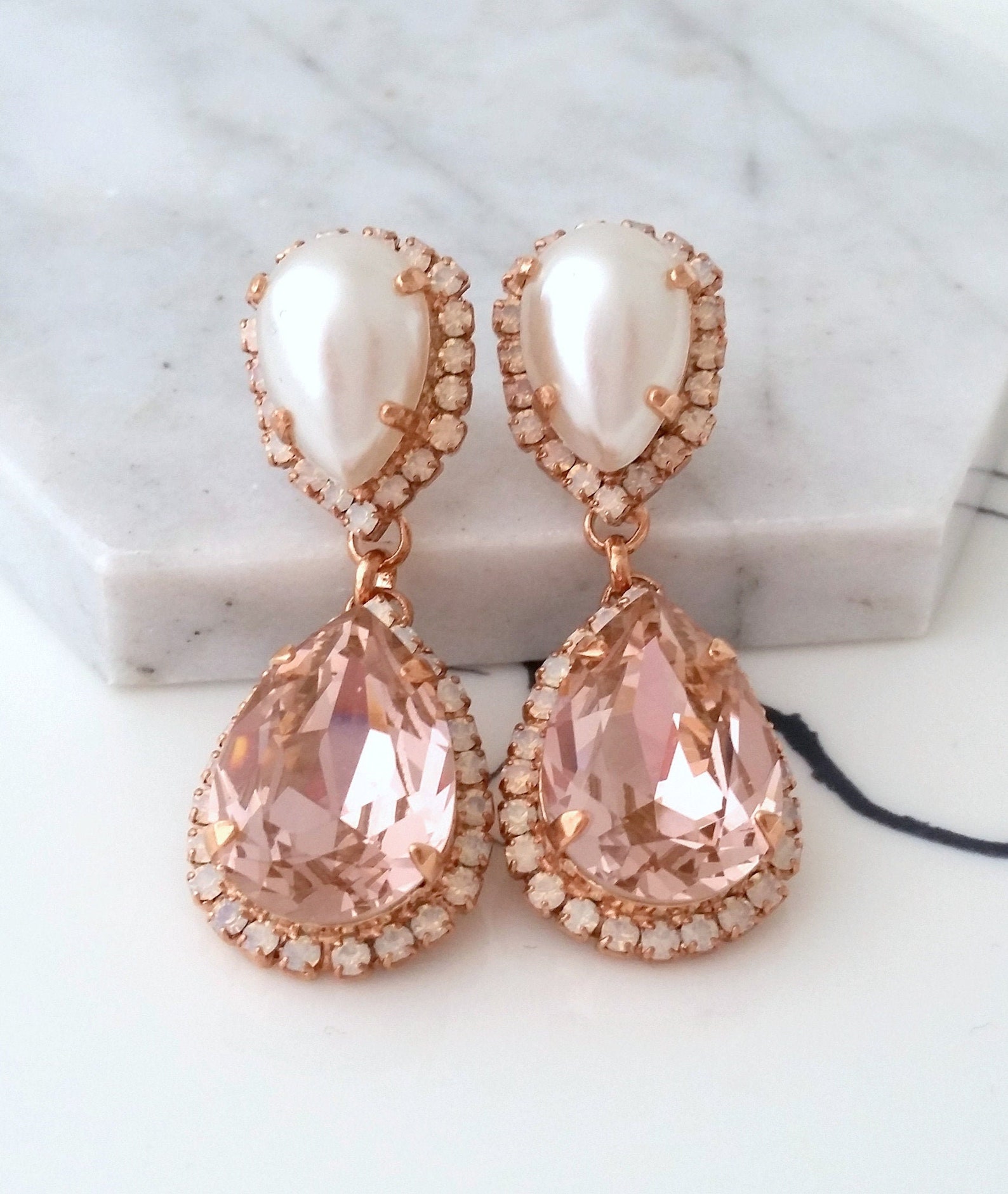 Blush Chandelier Earringsbridal Chandelier Earringsblush Etsy UK