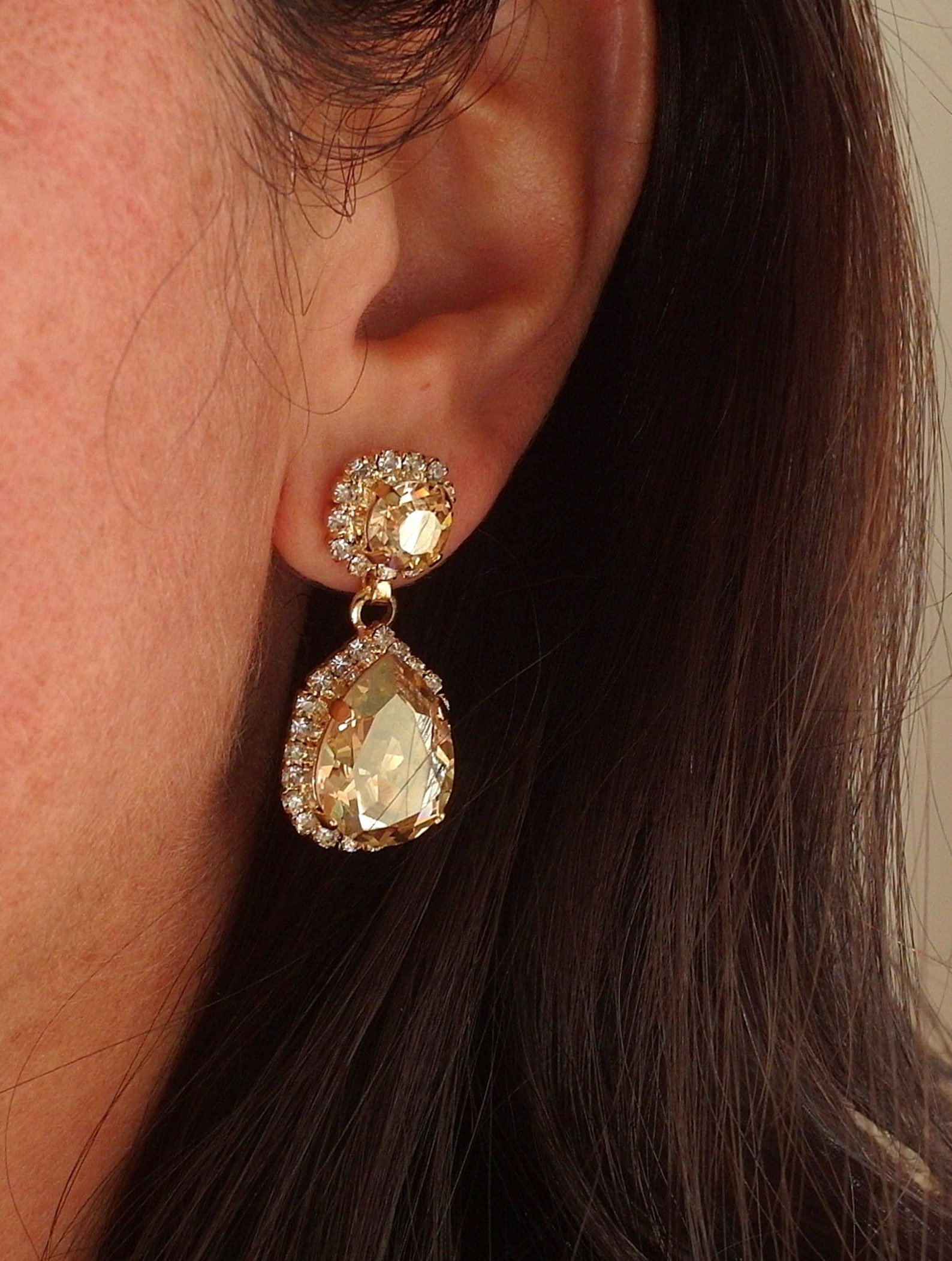 Sapphire Blue and Neon Yellow Chandelier Earrings Cobalt Blue Etsy