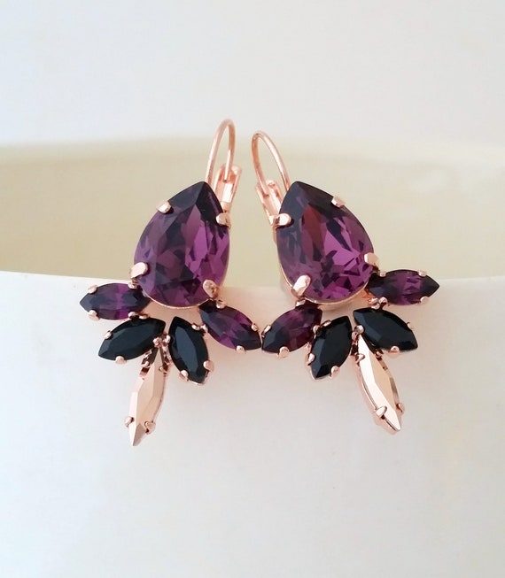Purple earrings for wedding best sale