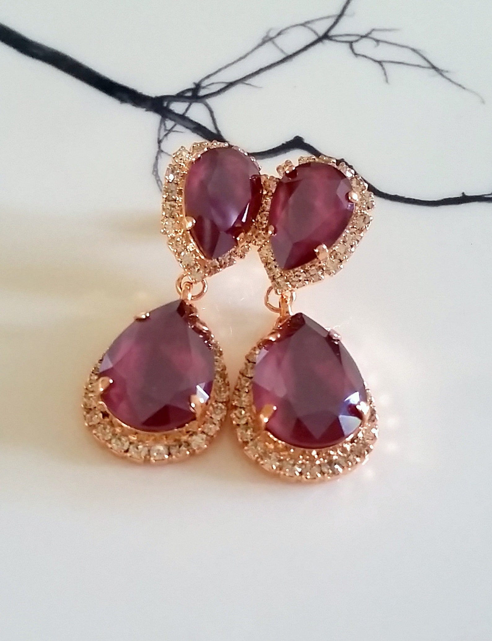 Burgundy earringsBurgundy earrings BridalBurgundy chandelier Etsy