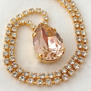 Blush necklace,Blush bridal necklace,blush wedding,blush pink bridesmaid necklace,Crystal necklace,Blush pink bridal necklace, Gold silver