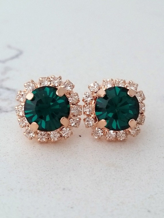 Emerald Earrings rose Gold Emerald Stud Earring stud Earrings