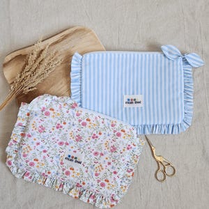 Pochette en tissus, trousse plate, trousse molletonnée, pochette multi-fonctions, trousse à maquillage, trousse pour sac, prêt à livrer