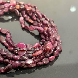Ruby Handmade Tumble Gemstone Beads: 8" Strand, Smooth Nugget Beads