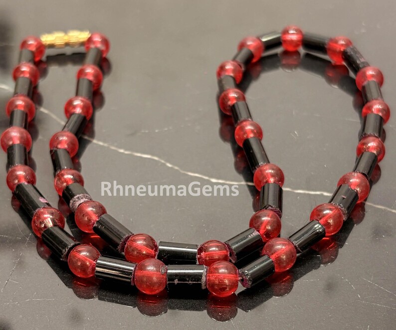 Collier Avec Perles Rouges Perles rondes lisses rouges hydro, fil de 20 cm, pour la création de ...