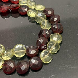 Ruby Amethyst Faceted Coin Shape Beads, Beads Strand, 8" Strand,