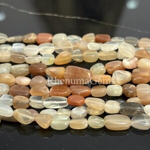 Smooth Multi Moonstone Tumble Gemstone Beads: Beads Strand, 8 Inch