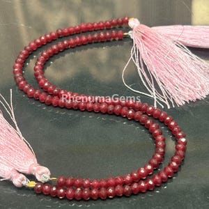 Faceted Ruby Handmade Rondelle Shape Beads, For Jewelry Craft