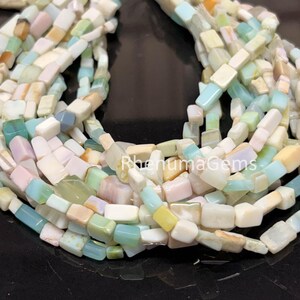 Mix Opal T Drilled Rectangle Shape Beads, 13" Strand, Smooth Gemstone Beads