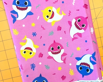 Baby Shark Pink Cotton Fabric Remnant - 31 inch single cut remnant