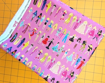 Barbie Dolls Bright Pink Cotton Fabric by Mattel 2 yards Fabric Piece