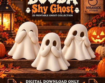 Shy Ghost STL Bundle | Halloween Ghost 3D Print | 3 Ghost Figurines STL & 3MF