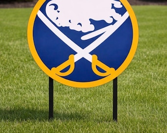 Nur zur Abholung vor Ort - Buffalo Sabres Logo Rasenkunst aus 1/8 Zoll Stahl mit Pulverbeschichtung.