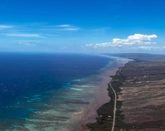 Aerial Ocean Coastline Photography | Blue Sea Digital Download | Minimal Coastal Decor