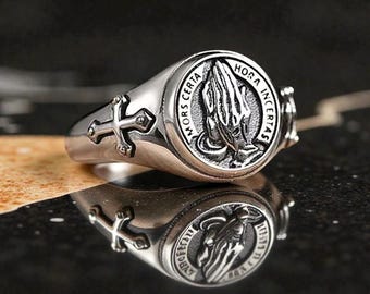 Prayer Hands Ring | Holy Symbol Adjustable Ring | Unisex Religious Jewelry
