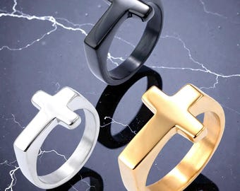 tylish Cross Ring – Christian Stainless Steel Ring (3 Colours )