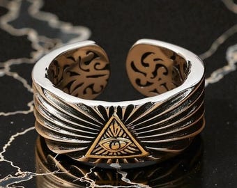 God Eye Ring | Unisex Plated Silver Alloy Statement Jewelry