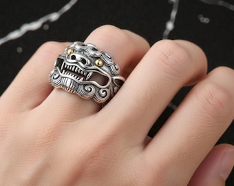 Gothic God Ring – Dark Fantasy Statement Ring – Unisex Adjustable Jewelry