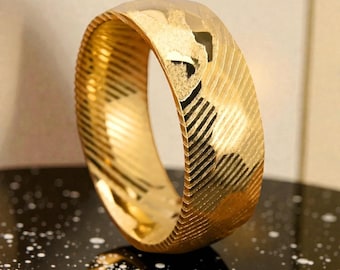 Gold Wedding Band Ring – Tungsten Steel Faith Ring – Christian Wedding Jewelry